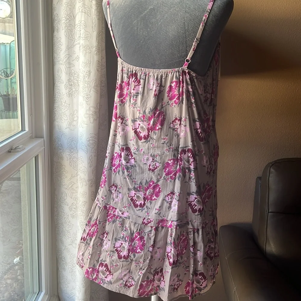 Old Navy Gray Summer Floral Pink Maroon Dress Size Medium - Picture 6 of 12
